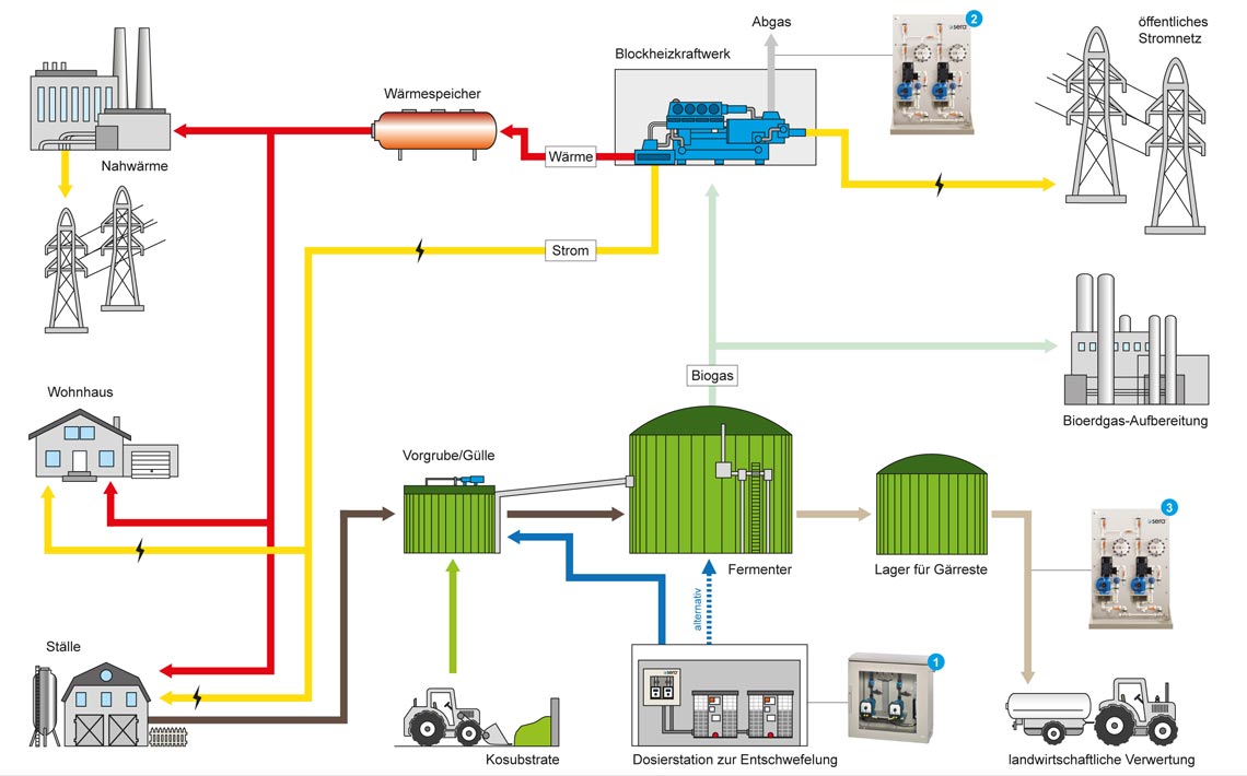 Schematische Darstellung Prozess Biogas