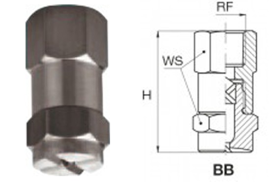 Vollkegeldüse Typ BB  X-Einsatz – Quadratisches Sprühbild – dreiteiliges Design