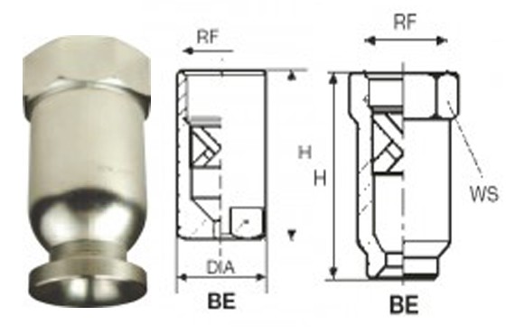 Vollkegeldüse Typ BE X-Einsatz / Runder Stahl / 2-teilig / Hohe Durchflusswerte