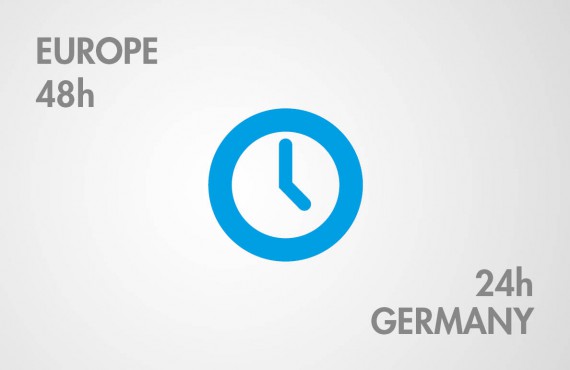 Icon Clock 24 hours delivery in Germany 48 hours delivery in Europe